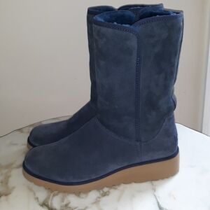 UGG "Amie" HTF Slim Concealed Wedge Boots-Navy Blue